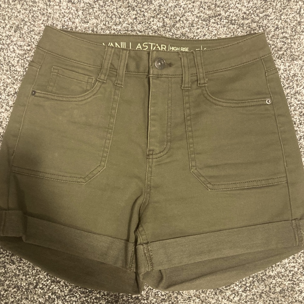Olive Green High-Rise Shorts